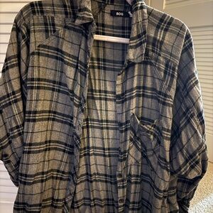 BDG Black and Gray Plaid Shirt